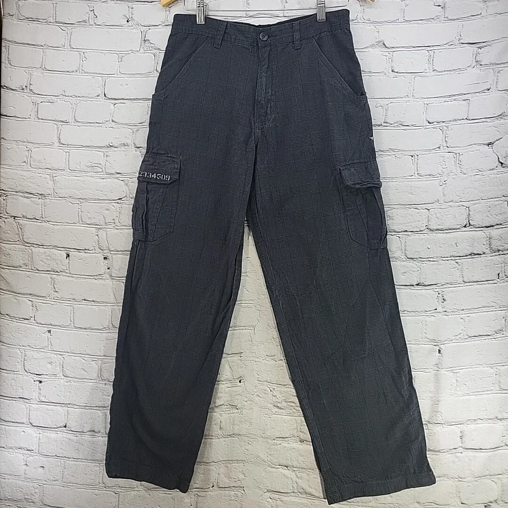 Hurley Cargo Pants‎ Boys Sz 18 Gray Flap Pockets Cuff